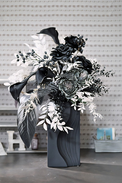 アーティフィシャルフラワーアレンジメント モノクロ モノトーン 黒 白